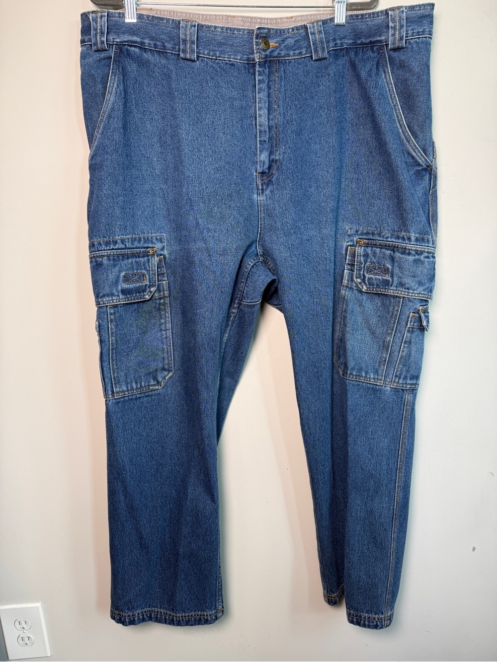 ROCKY OUTDOOR GEAR Dark Stone Denim Carpenter Cargo Jeans Workwear Utility 46x30
